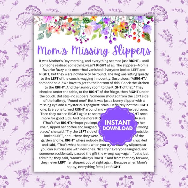 Mom’s Missing Slippers | Mother’s Day Left-Right Game | Fun Mother’s Day Games | Left-Right Mother’s Day Game | Family Mother’s Day Games