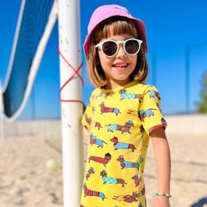 Villervalla Dachshund Kids T-Shirt – Lemon Yellow